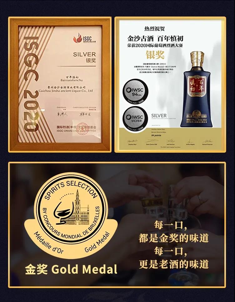金沙古酒百年慎初斩获国内外大奖